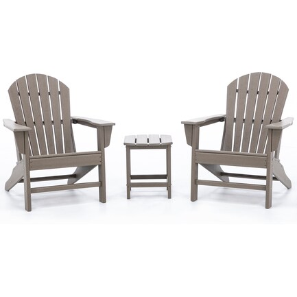 *CMA* 3pc Weathered Wood Adirondack Chair & Table Set