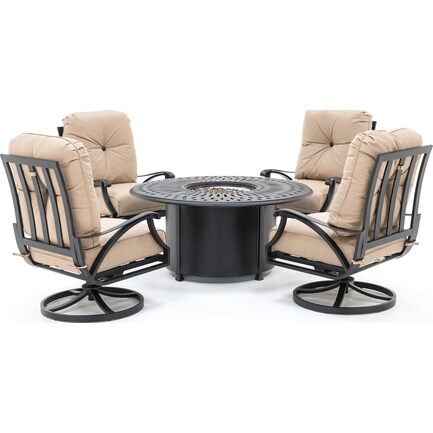 San Tropez 5-pc Fire Table With Four Chat Chairs