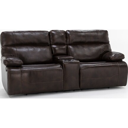 Direct Designs® Clayton Leather Fully Loaded Reclining Console Loveseat