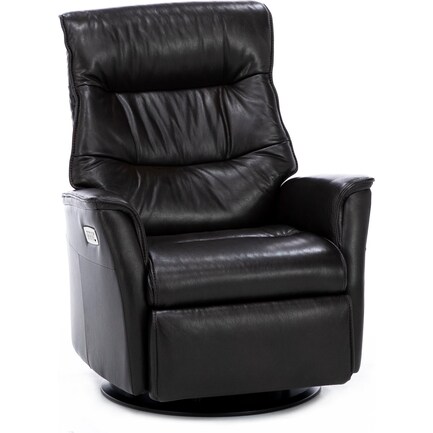 Direct Designs® Chelsie Large Leather Fully Loaded Large Swivel Glider Recliner in Dark Brown