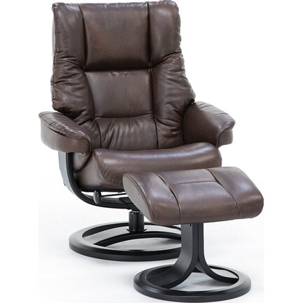 Direct Designs® Norden Large Leather Swivel Recliner/Ottoman Set