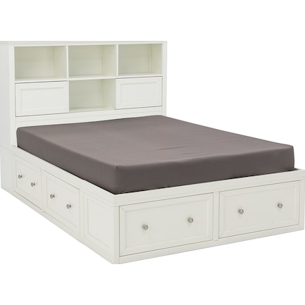 Direct Designs Spencer White Queen Bookcase Storage Bed