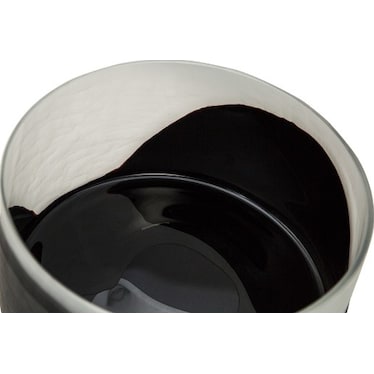 Short Frost and Black Glass Vase 10"W x 5"H