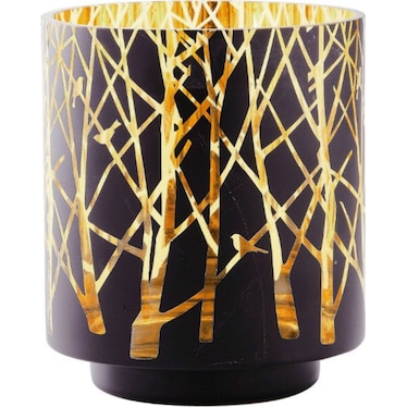 Small Black and Gold Vase With Branches 6"W x 6.5"H