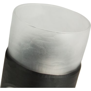 Tall Frost and Black Glass Vase 7"W x 12"H