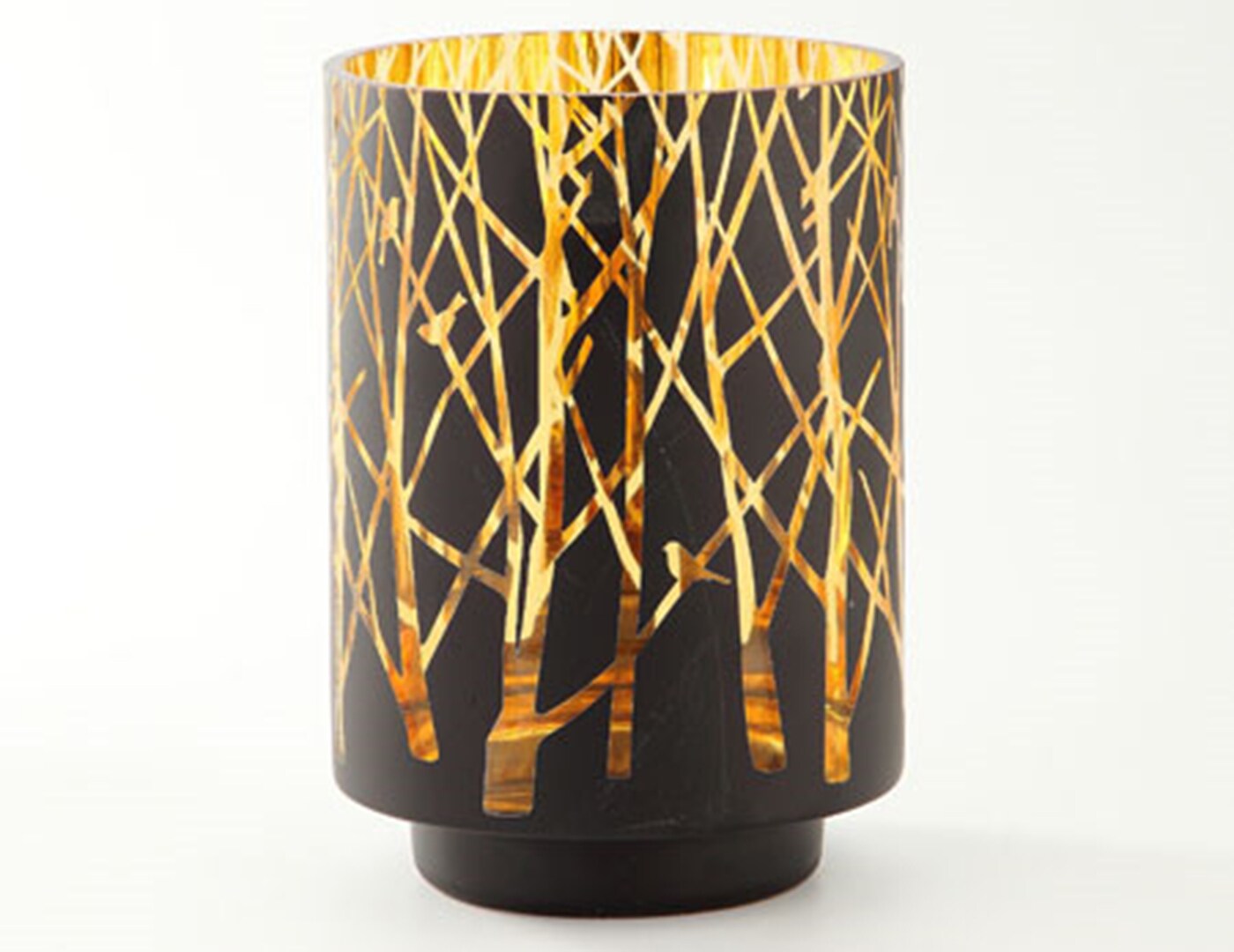 Large Black and Gold Vase With Branches 6"W x 8.5"H Steinhafels
