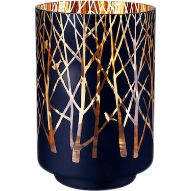 Large Black and Gold Vase With Branches 6"W x 8.5"H
