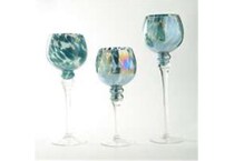 dmst blue candleholder candle set  