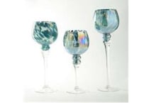 dmst blue candleholder candle set  