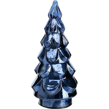 Medium Blue Mercury Glass Christmas Tree 6.7"W X 14"H