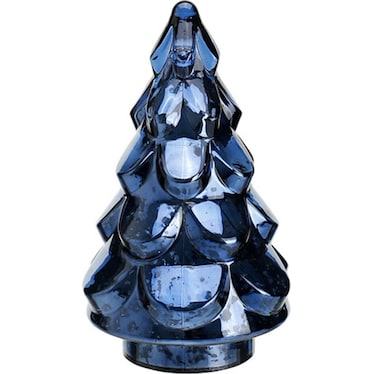 Small Blue Mercury Glass Christmas Tree 6.7"W X 10.6"H