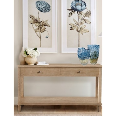 Short Blue and Gold Glass Vase 8"W x 10.5"H