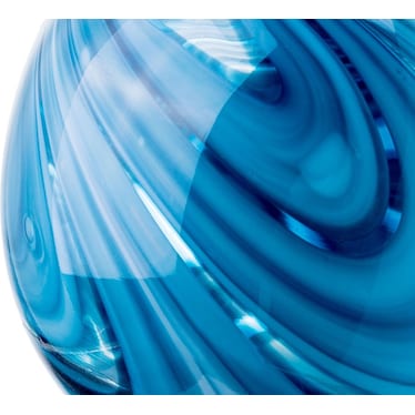Blue Swirl Glass Vase 8"W x 7"H