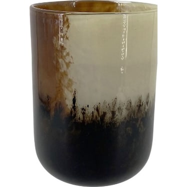 Small Amber and Cream Glass Vase 6.5"W x 8.7"H