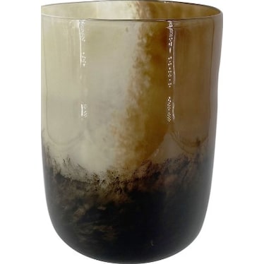 Large Amber and Cream Glass Vase 7.9"W x 11"H