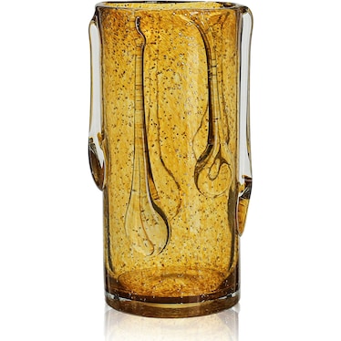 Small Amber Glass Vase 6"W x 11"H
