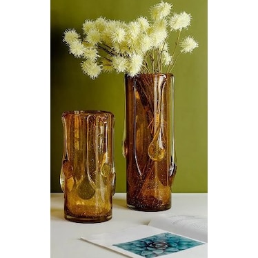 Small Amber Glass Vase 6"W x 11"H