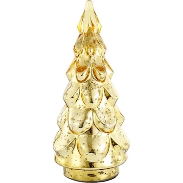 Medium Gold Mercury Glass Xmas Tree 6.7"W X 14"H
