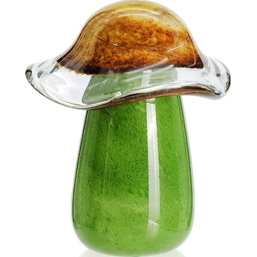Tall Green Glass Mushroom 6"W x 8"H