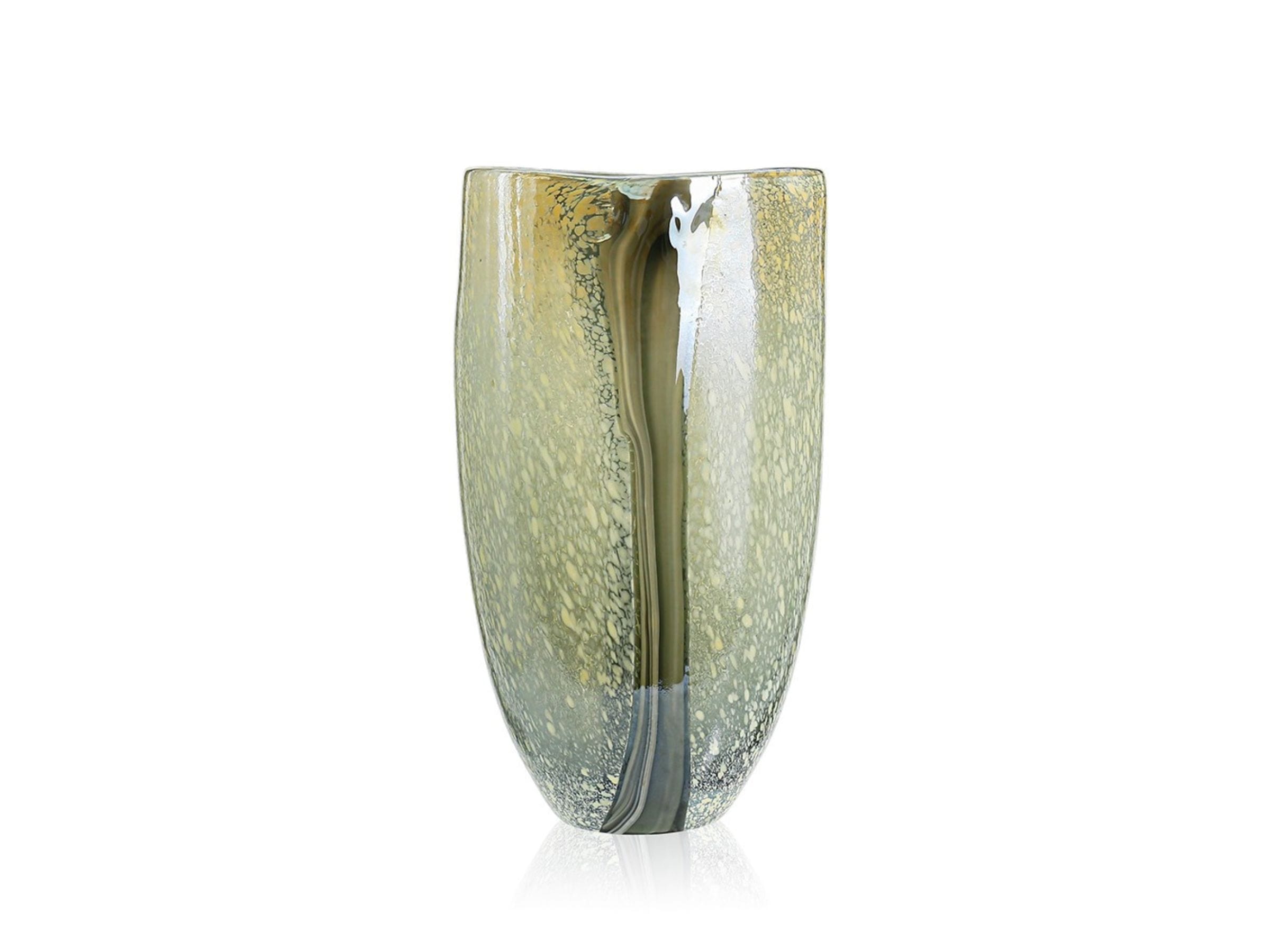 Small Frost and Green Glass Vase 7"W x 12"H