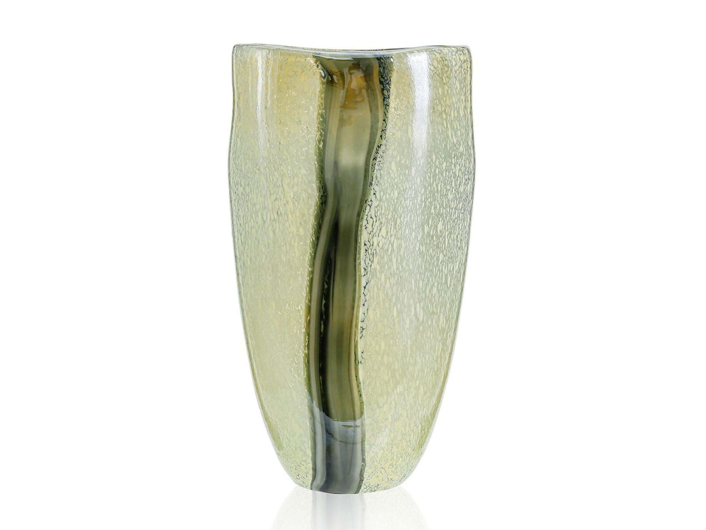 Large Frost and Green Glass Vase 8"W x 16"H