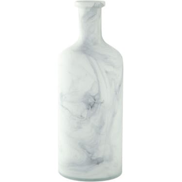 Tall White and Grey Glass Marbled Vase 6"W x 15.5"H