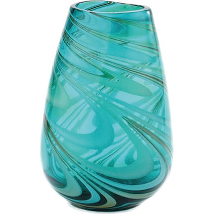 Green Swirl Glass Vase 7.5"W x 10.5"H
