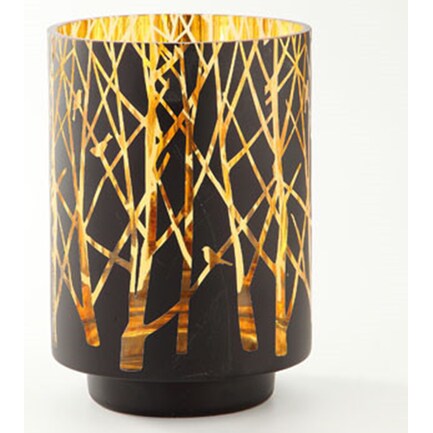 Large Black and Gold Vase With Branches 6"W x 8.5"H
