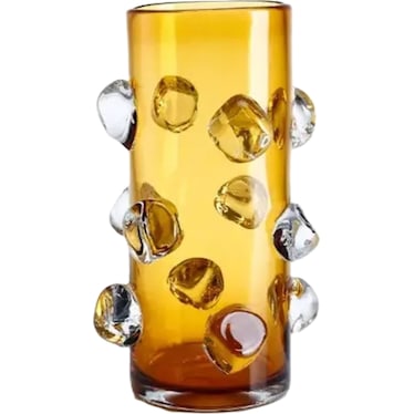 Amber Embellished Glass Vase 6"W x 11"H