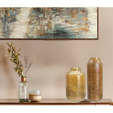 Short Amber Glass Vase 6"W x 11"H