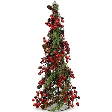 Small Red Berry Christmas Tree 6.3"W x 23.6"H