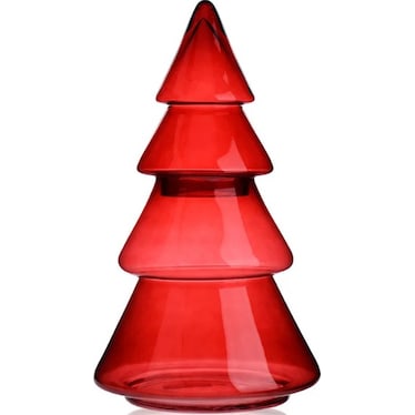 Large Red Glass Xmas Tree 9"W X 16"H