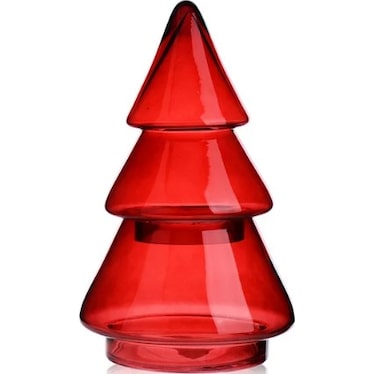 Small Red Glass Xmas Tree 7"W X 12"H