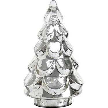 Medium Silver Mercury Glass Xmas Tree 6.7"W X 14"H