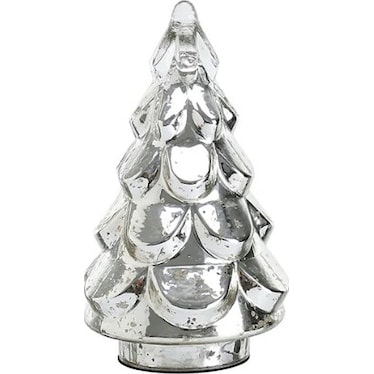 Small Silver Mercury Glass Xmas Tree 6.7"W X 10.6"H