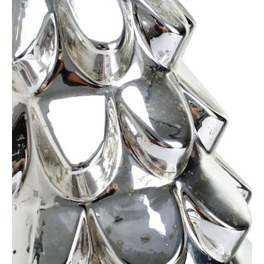 Small Silver Mercury Glass Xmas Tree 6.7"W X 10.6"H