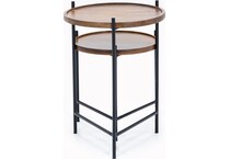 dove black frame and natural top chairside table iron  