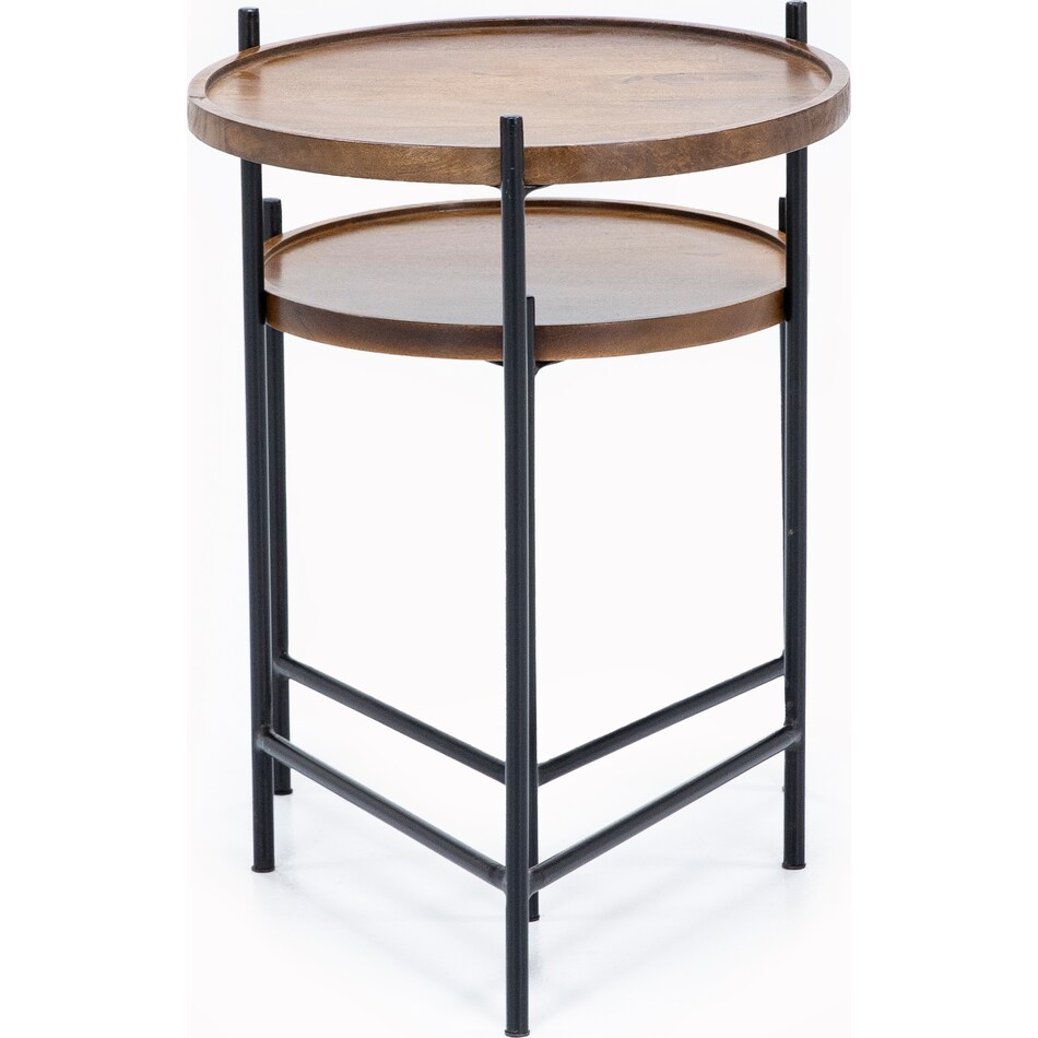 dove black frame and natural top chairside table iron  