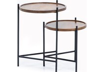 dove black frame and natural top chairside table iron  