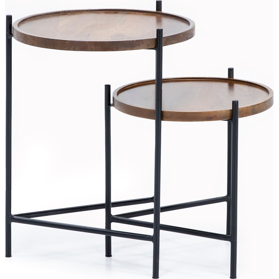 dove black frame and natural top chairside table iron  