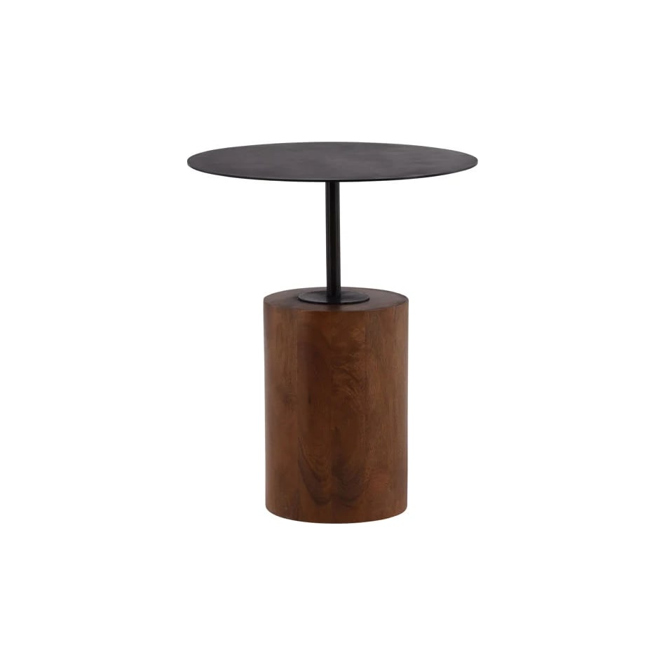 dove medium brown finish   black hardware end table brc  