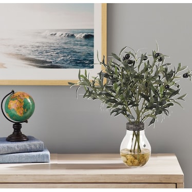 Olive Waterlook Greenery In Glass Vase 16"W x 18"H