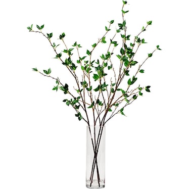 Cherry Leaf Stems In Glass Vase 40"W x 48"H
