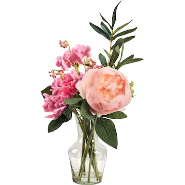 Pink Mix Waterlook in Glass Vase 9"W x 15"H