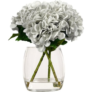 White Hydrangeas Waterlook In Glass Vase 11"W x 14"H
