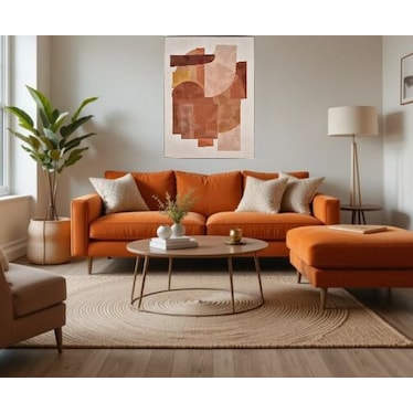 Ochre Abstract Framed Art 33"W x 48"H