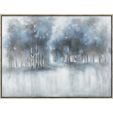 Blue, Black, and White Forest Framed Art 47"W x 35.5"H