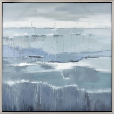 Shades Of Blue Canvas Framed Painting 40"W x 40"H