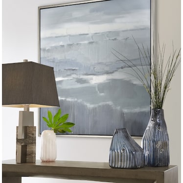 Shades Of Blue Canvas Framed Painting 40"W x 40"H