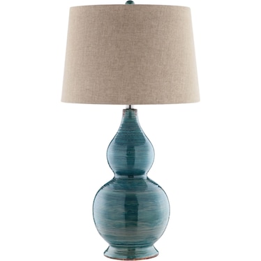 Blue and Green Ceramic Table Lamp 32"H